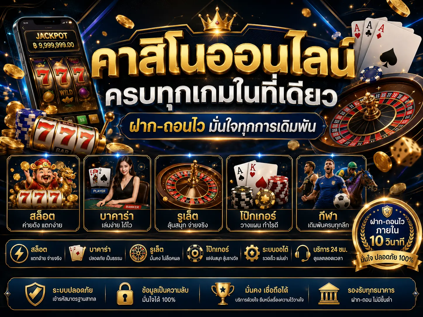 คาสิโนออนไลน์ ครบทุกเกมในที่เดียว ฝาก-ถอนไว มั่นใจได้ทุกการเดิมพัน